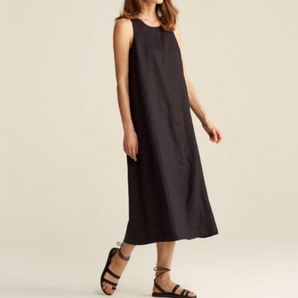 Eileen Fisher brown linen blend maxi tank dress XL